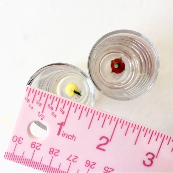 Set of 2 Shot Glasses with Handblown Fruit at Base - Picture 4 of 5